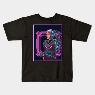 cyberpunk samurai woman Kids T-Shirt